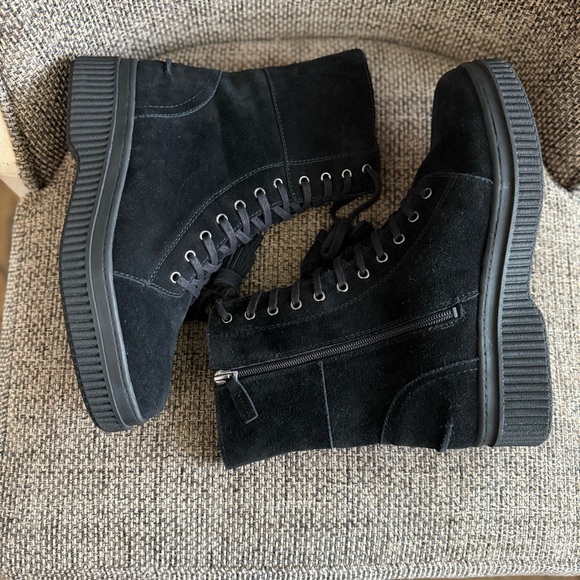 Franco Sarto L-Becks Boots Size 9 Black Suede Leather - Picture 2 of 12